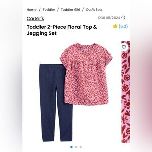 Carter’s Floral 2 Piece Top and Jegging Set